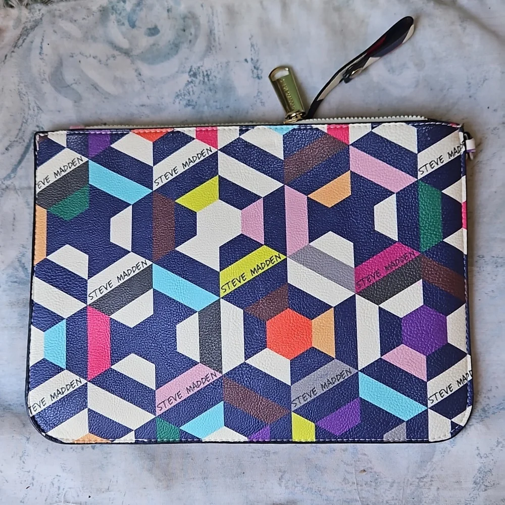 Steve Madden Geometric Print Colorful Clutch - Picture 3 of 5